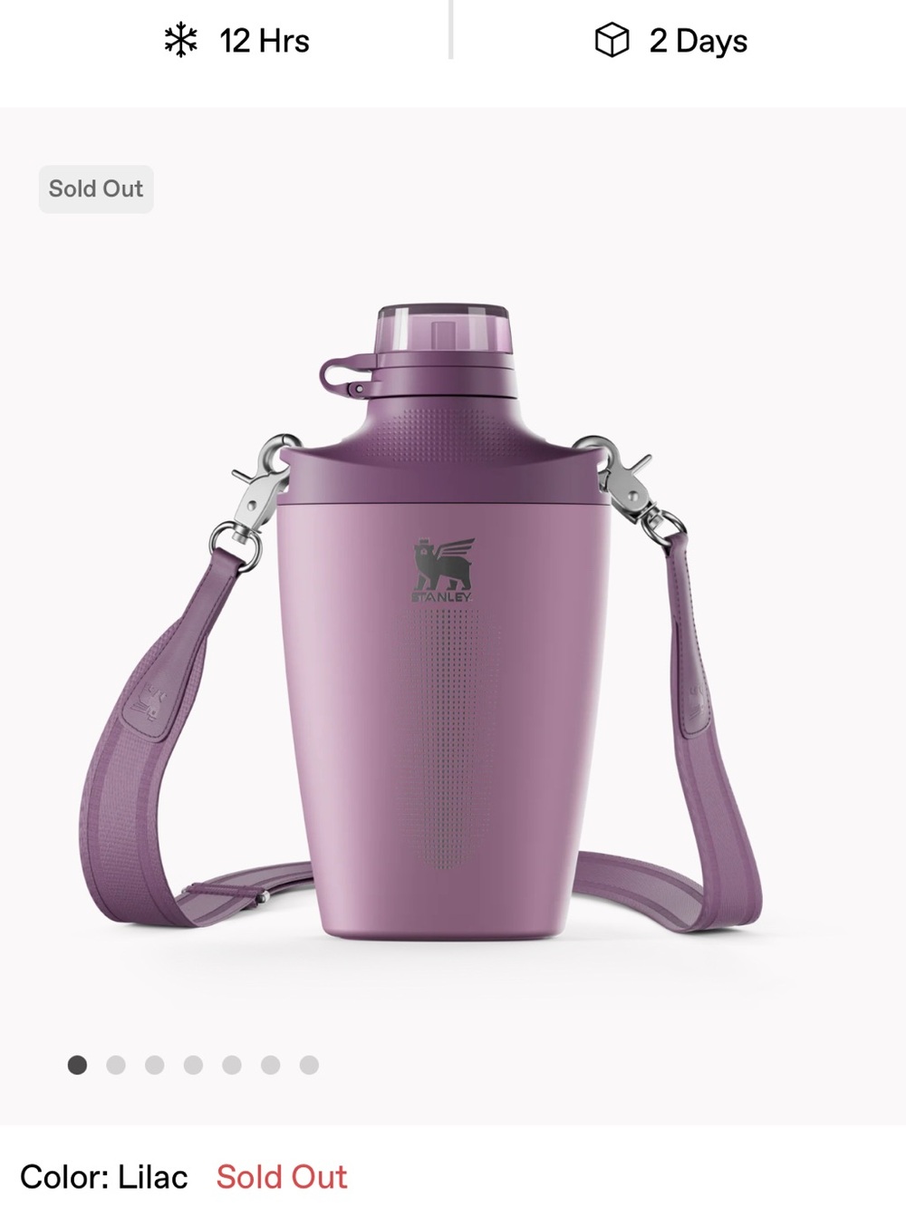 Stanley Lilac Insulated Bottle with Removable Strap